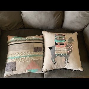 Two throw pillows